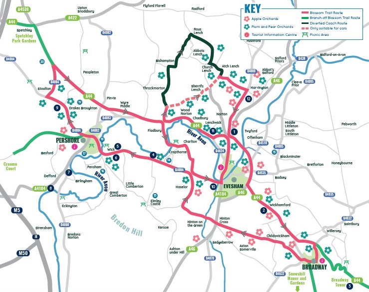 Vale Of Evesham Map The Blossom Trail - Vale & Spa